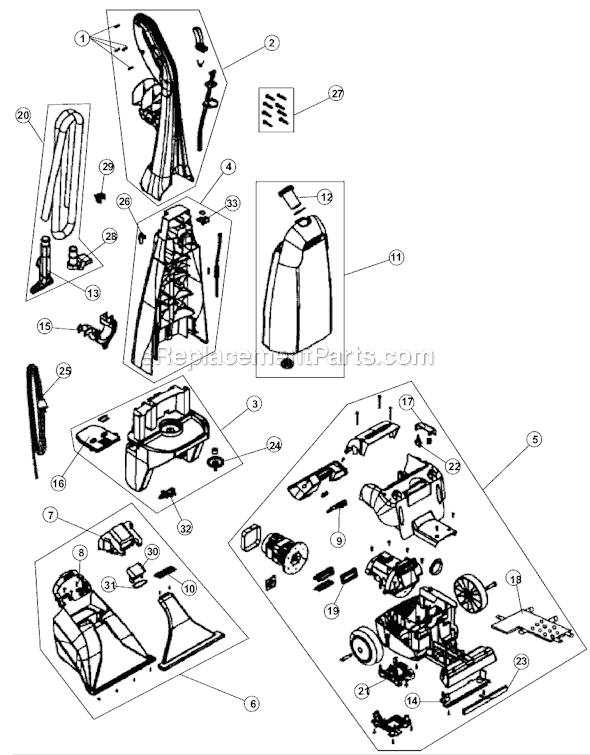 Page A Diagram and Parts List for MCE6605  Dirt Devil Carpet Cleaner